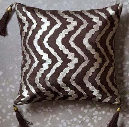 Luxury Zig-Zag Rayon Silk Cushion Cover.